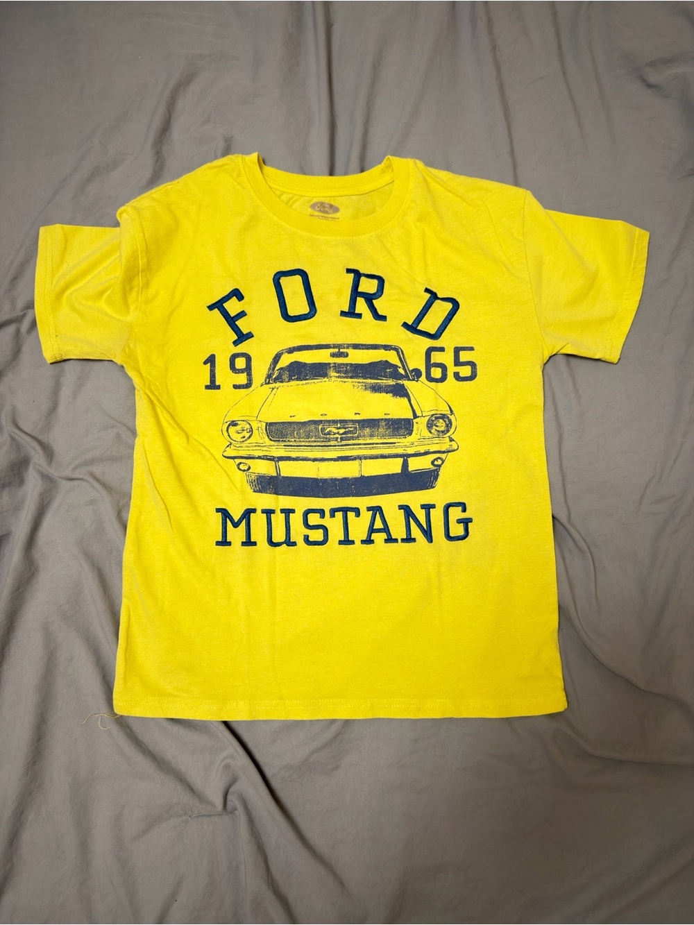 Ford Yellow Kids Mustang Graphic Tee with Navy Print